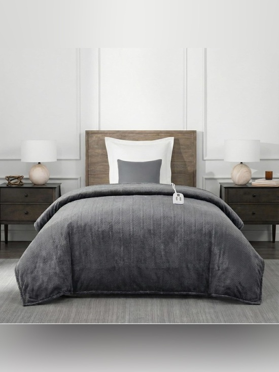 Brookstone Other - Brookstone Electric Heated Comfort Plush Herringbone Blanket w/ 10 Heat Settings